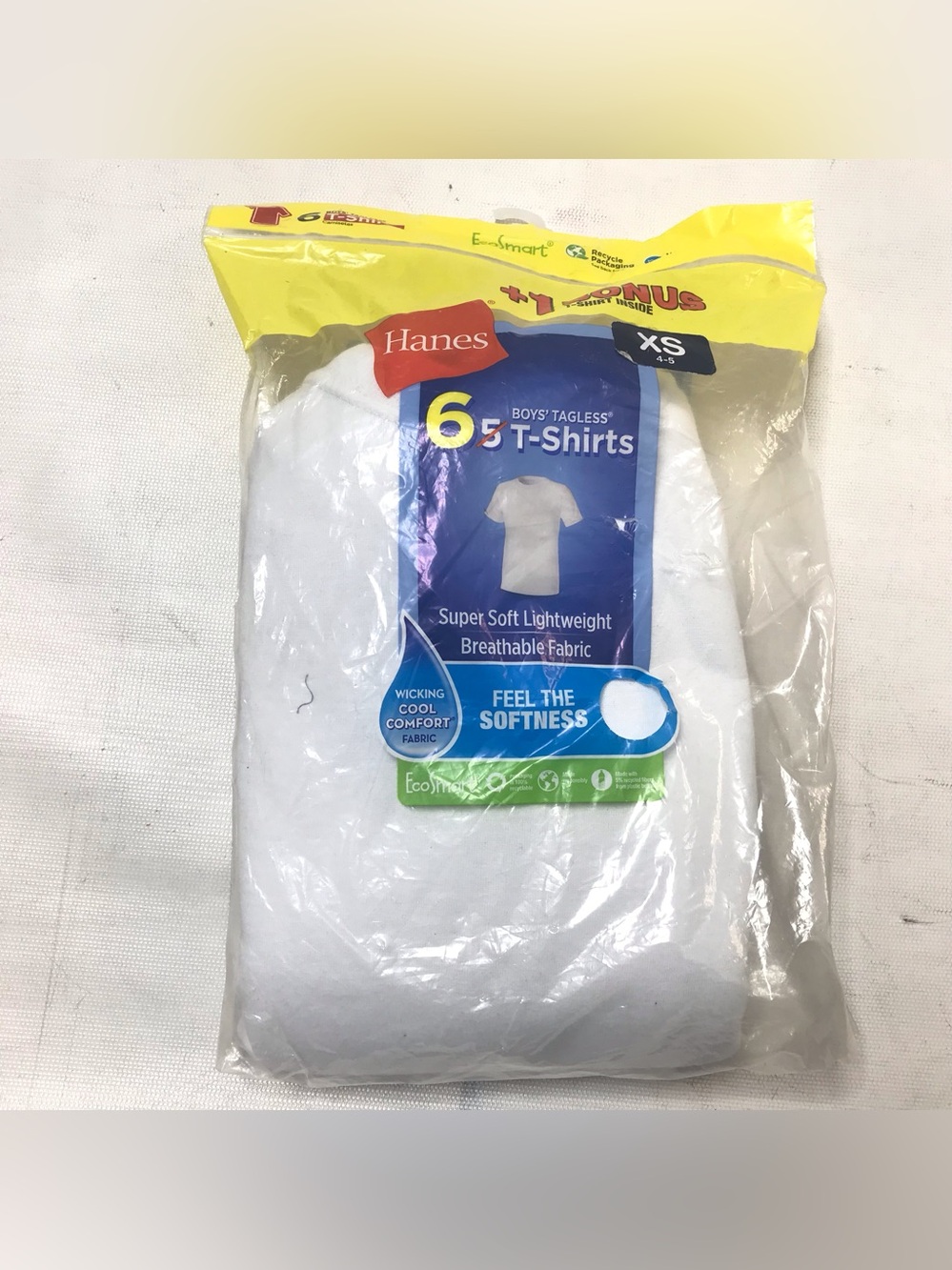 6 Pack Hanes Toddler Boys Size 4-5 T-Shirt Tee Tagless White Undershirt Soft New